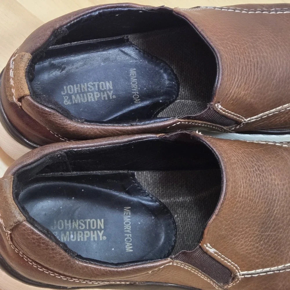 Johnston & Murphy Brown Leather Slip On Loafers Men's 8M Comfort Casual Shoe